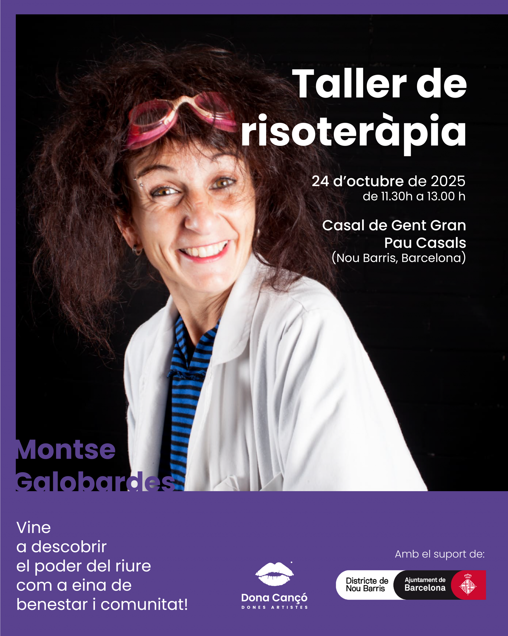 Taller de Risoteràpia amb Montse Galobardes el 24 d'octubre a Nou Barris.