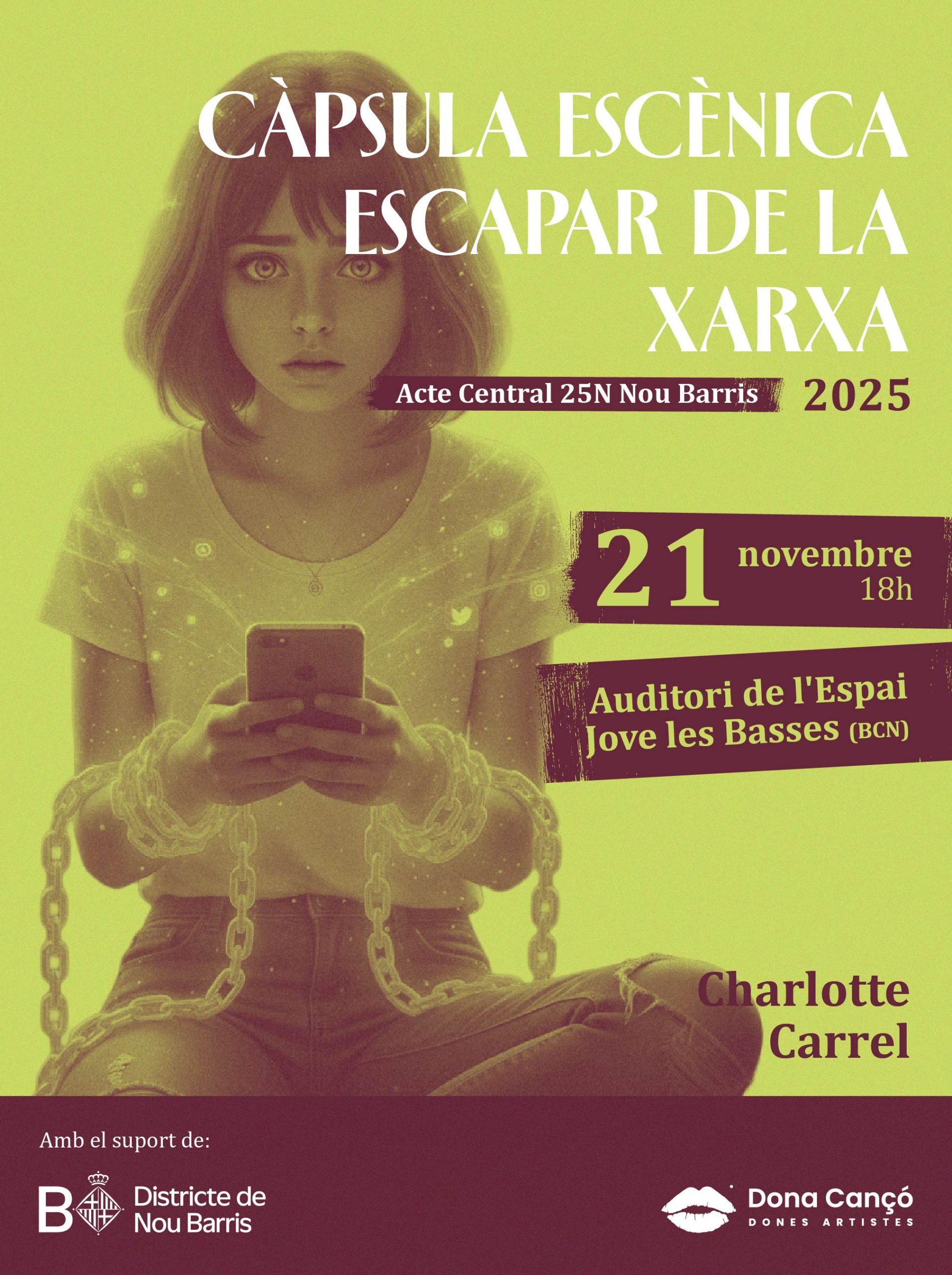 Performance Escapar de la Xarxa. Sobre violència digital de gènere. Emmarcat en la campanya 25N.